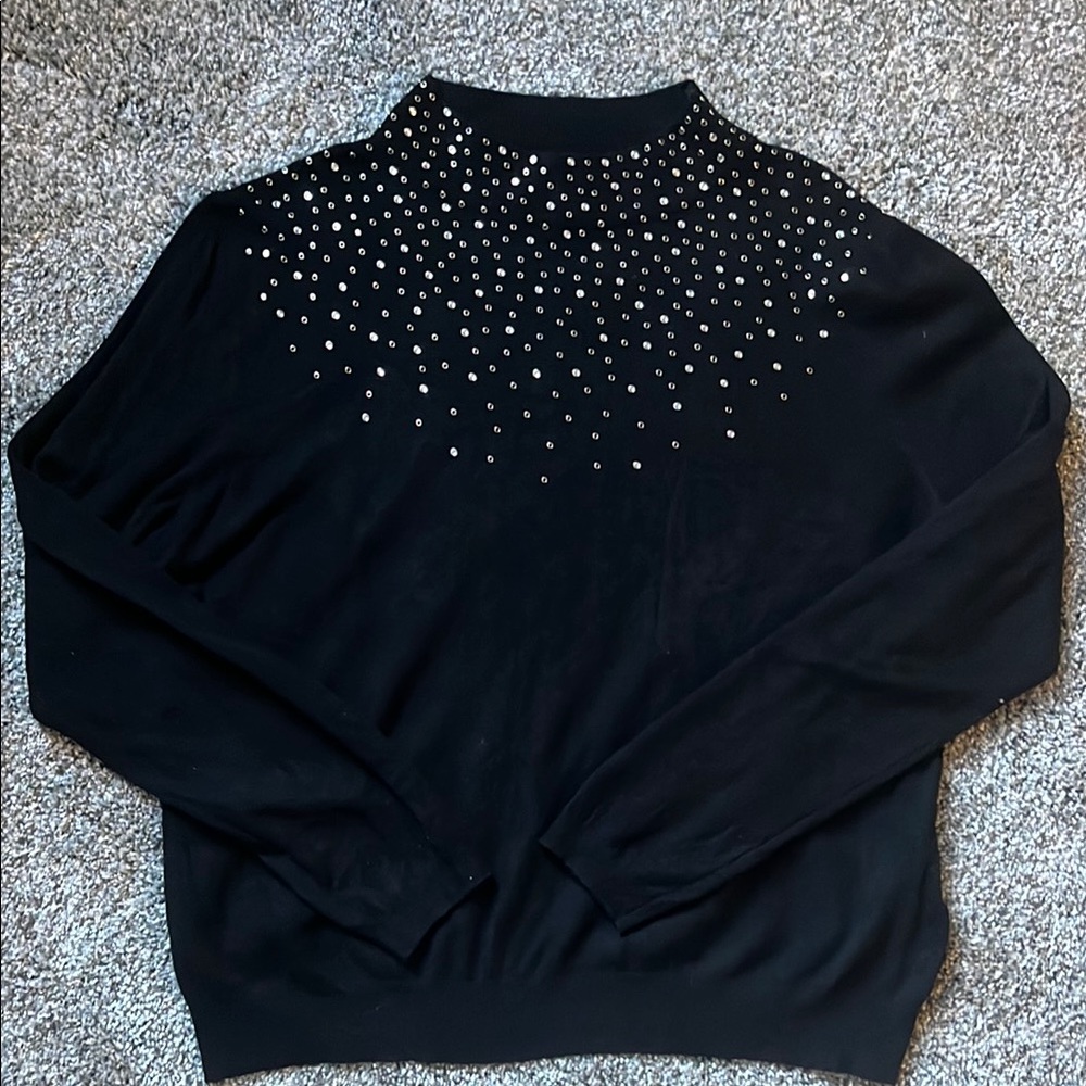 Chic Black Studded Sweater